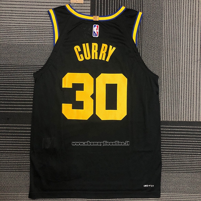 Maglia Golden State Warriors Stephen Curry #30 Citta 2021-22 Autentico Nero